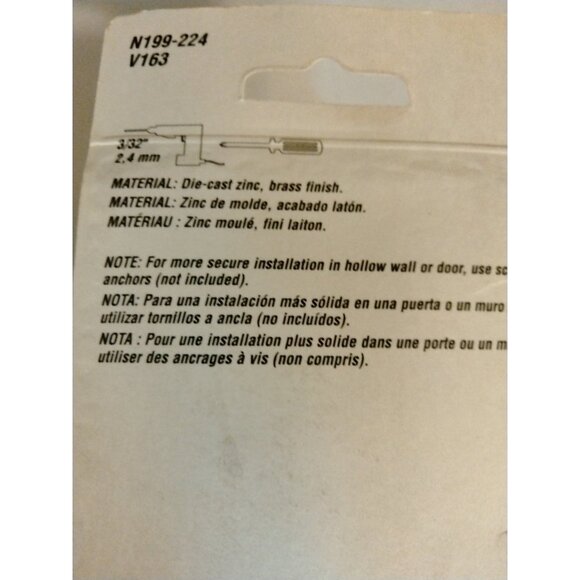 National Double Clothes Hooks Brass Finish N199 224 Die Cast - Picture 7 of 8
